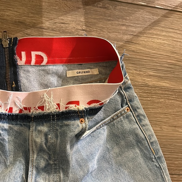 Grlfrnd Denim Turner Straight Leg Baggy Boy Elastic Band Distressed Zip Jeans 27 - Picture 8 of 8